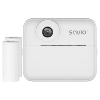 Sofortbildkamera SAVIO AN-01 für Kinder, weiß, 6,1 cm (2,4″) LCD, MicroSDHC bis zu 32 GB, USB-C, 1200 mAh Akku, kein eingebauter Blitz