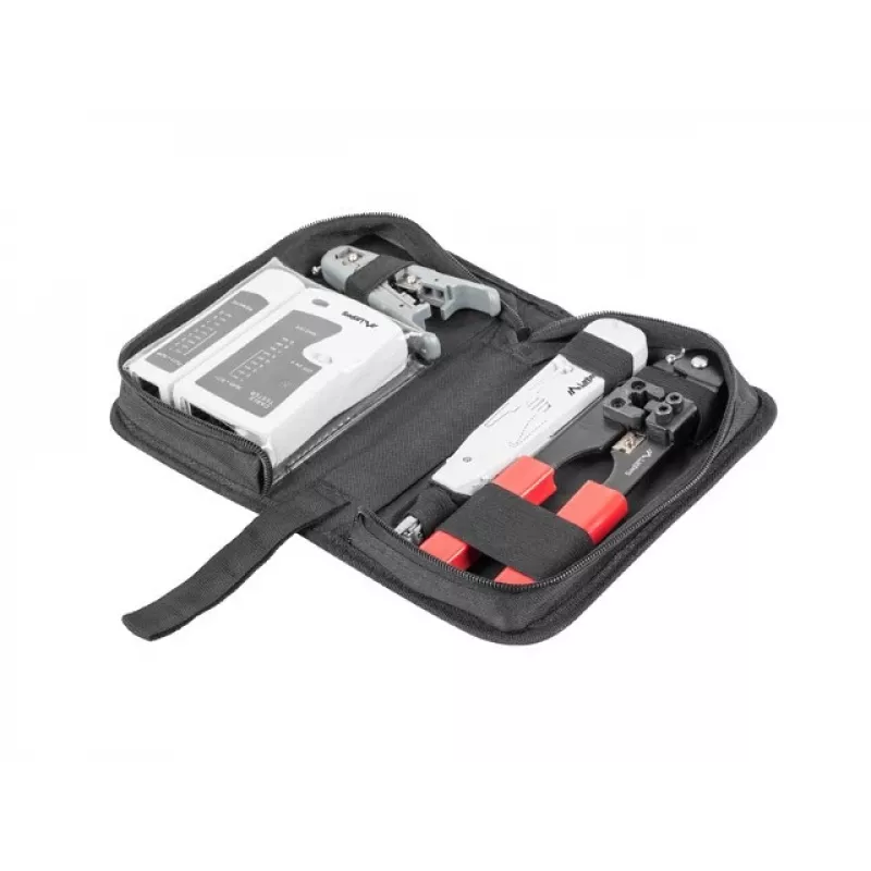 LANBERG Netzwerk-Werkzeugset Tester Abisolierer Crimpzange NT-0301 – RJ-12-Stecker-Unterstützung