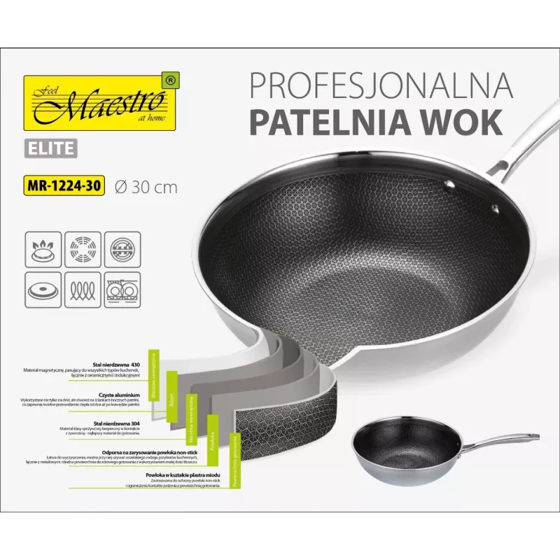 MAESTRO BRATPFANNE / WOK PROFESSIONAL 30 cm