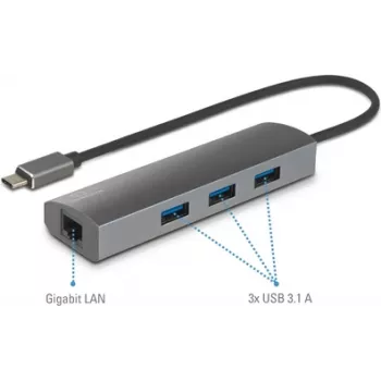 Renkforce RF-3374952 Schnittstellen-Hub USB 2.0 Type-C 1000 Mbit/s Schwarz - Grau (RF-3374952)