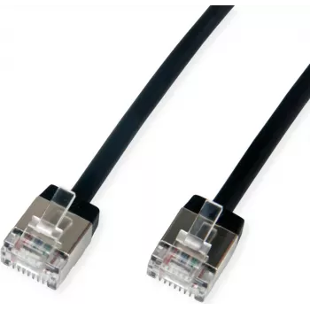 ROLINE U/FTP Patchkabel Kat.6A Ultrakurzer RJ45 schwarz 1m - Netzwerk - CAT 6a (21.15.4561)