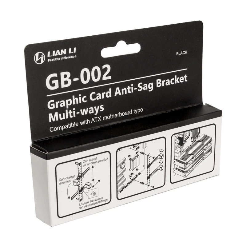 Grafikkartenhalter Lian Li GB-002 Stahl Universal 128,4 mm x 104 mm, schwarz, unterstützt 2 Grafikkarten
