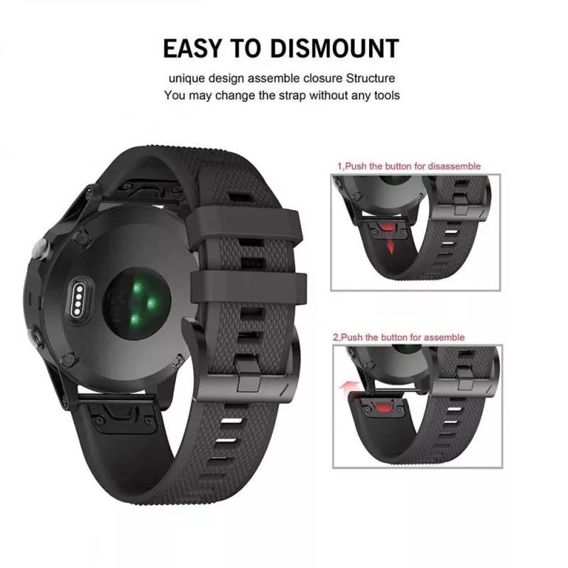 Uhrenarmband Tech-Protect für Garmin Fenix Serie — kompatibel mit Fenix 3, 5X, 3HR, 5X Plus, 6X, 6X Pro, 7X — Schwarz