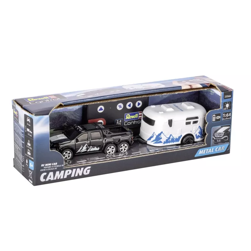 RC-Auto mit Wohnwagen REVELL 23566 — ferngesteuertes Mini-Modell, batteriebetrieben, Spielzeugfahrzeug