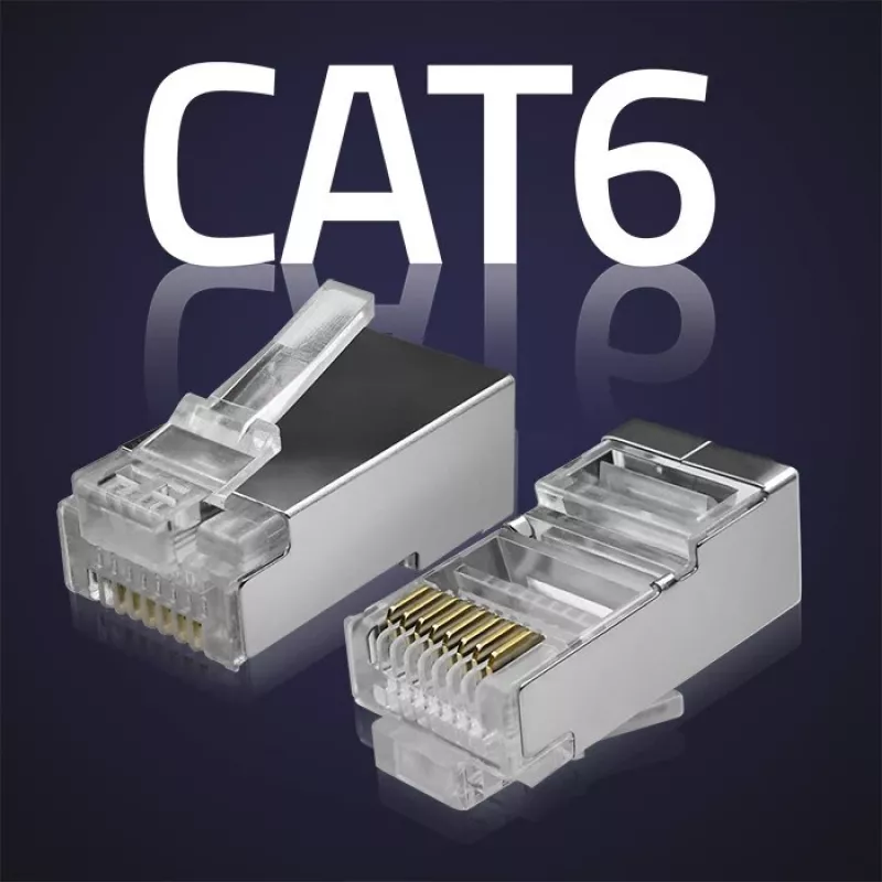 RJ45 Modularstecker QOLTEC 54556 CAT6 FTP, silber, 18×22×11 mm, 100er-Pack