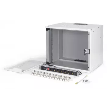 Wandmontierter Netzwerkschrank DIGITUS SOHO Pro 19 Zoll 9U, 540 x 400 mm, IP20, Schlüsselschloss, 60 kg