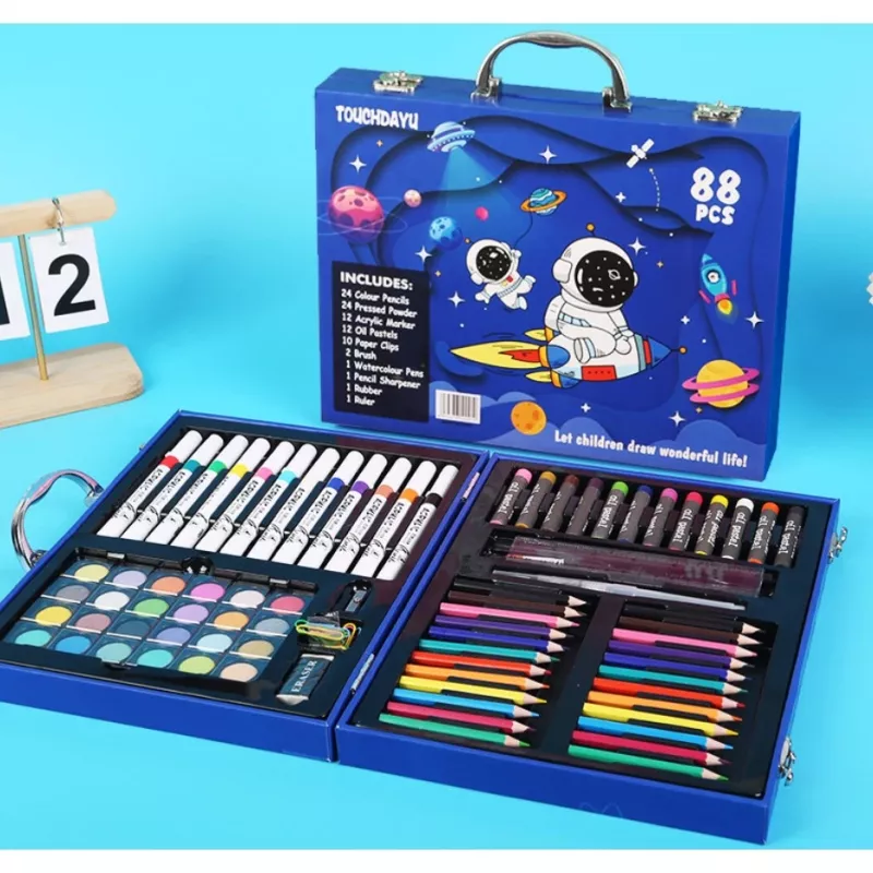 Kunstmalset Extralink Blue Astronaut — 88 Teile (Farben, Pinsel, Zubehör)