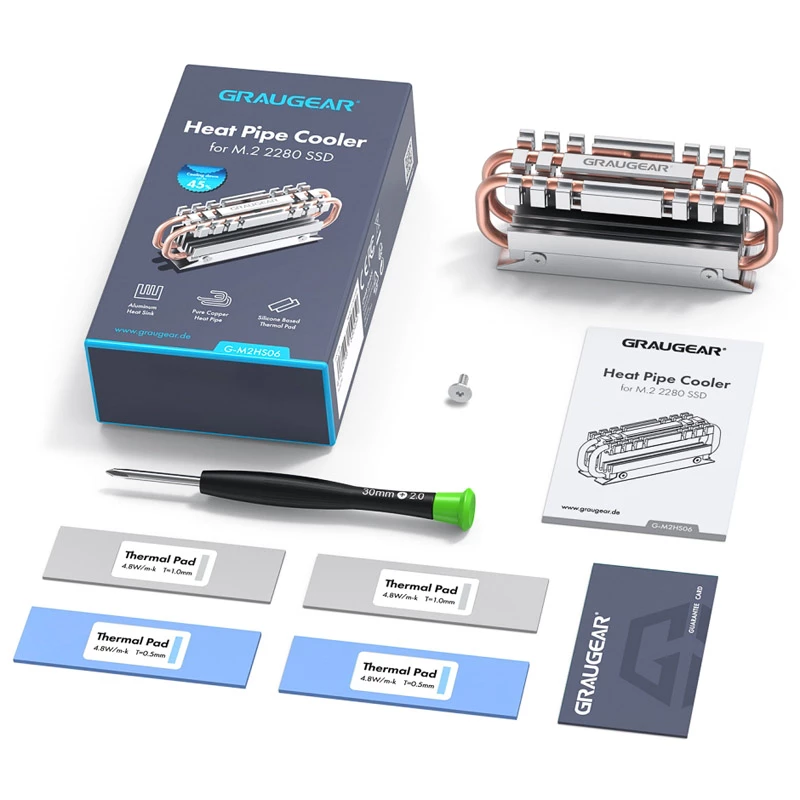 Kühlkörper/Radiator GRAUGEAR G-M2HS06 Aluminium Kupfer für M.2 NVMe SSD
