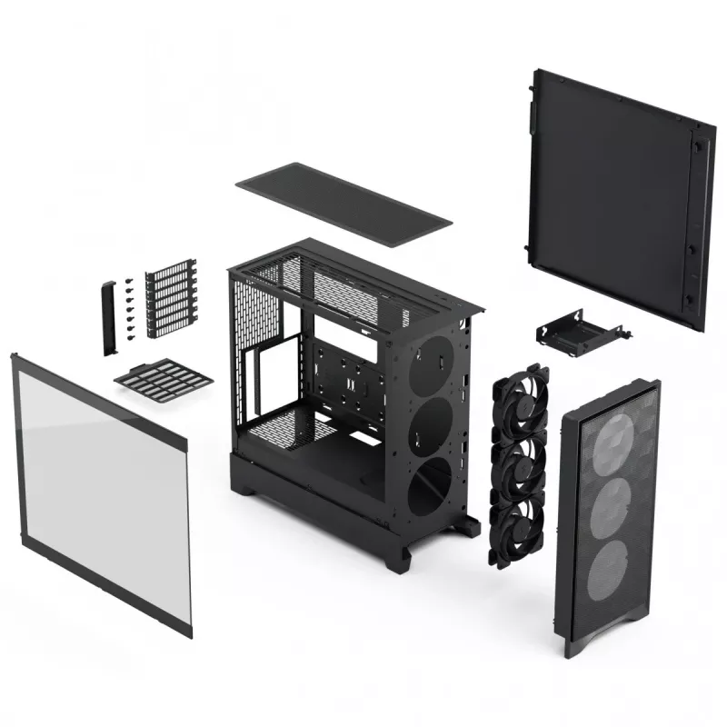 PC-Gehäuse Fractal Design Pop 2 Air Schwarz TG Midi Tower – ATX, 3x 120 mm Frontlüfter, unterstützt 2,5-Zoll- & 3,5-Zoll-Laufwerke