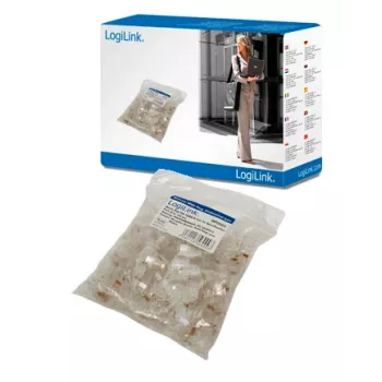 RJ-45 Kabelstecker LOGILINK MP0002, CAT5e, transparent, 100er-Pack