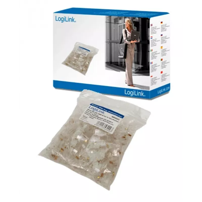 RJ-45 Kabelstecker LOGILINK MP0002, CAT5e, transparent, 100er-Pack