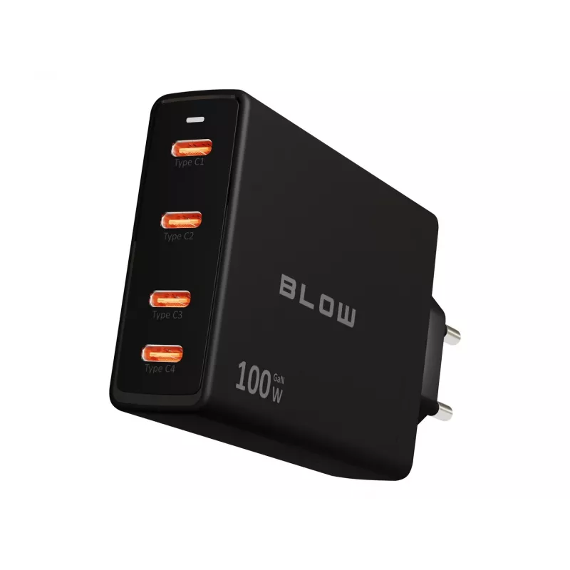 Wandladegerät BLOW 4×USB-C PD 100W GaN, 4 Ports, PD 3.0, PPS, 200–240V Eingang