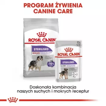 Trockenhundefutter Royal Canin Medium Sterilised Adult 12 kg — für sterilisierte ausgewachsene Hunde mittelgroßer Rassen, Geflügel, Protein 28%, Fett 13%