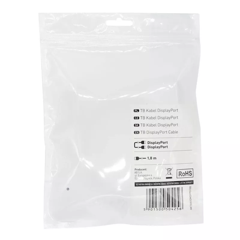 TB DisplayPort-Kabel M/M 1,8 m, Schwarz (AKTBXVDMDPPG18B)
