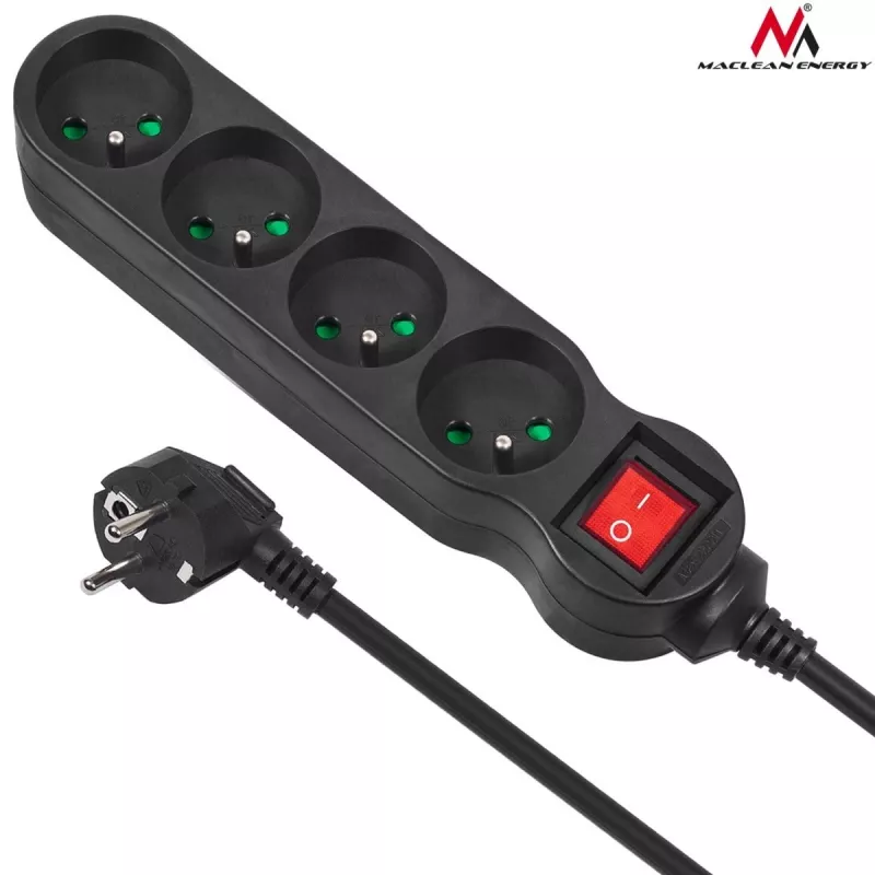 Maclean MCE180 Steckdosenleiste 1,4 m 4 Innensteckdosen Schwarz