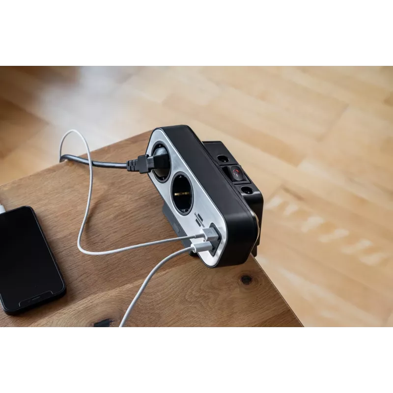 Power Extension Brennenstuhl 1153580210 2m 9 AC Outlets Indoor Schwarz Silber