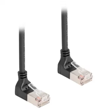 Netzwerkkabel DeLOCK RJ45 Cat.6A S/FTP schlank 90° nach oben 0,5 m Schwarz