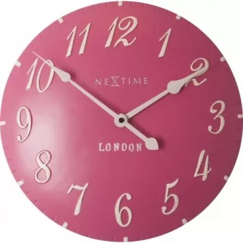 NeXtime klok 3084rz London Arabic, Ø34,5 cm, Wand, Pink/Weiß