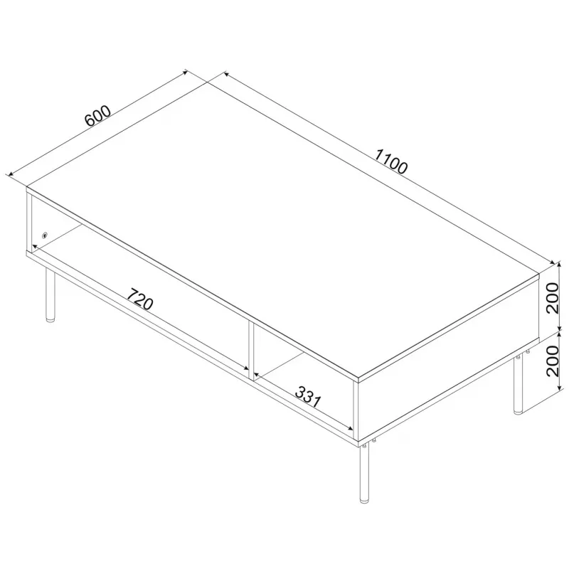 Cama PALAZZO BIS table/latrine 110x60x40 matt schwarz