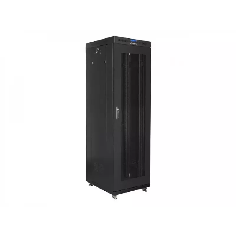 Rackschrank LANBERG FF01-6842-23BL 42U freistehend, 2127,5×600×800 mm, IP20, Schlüsselschloss, Laufrollen