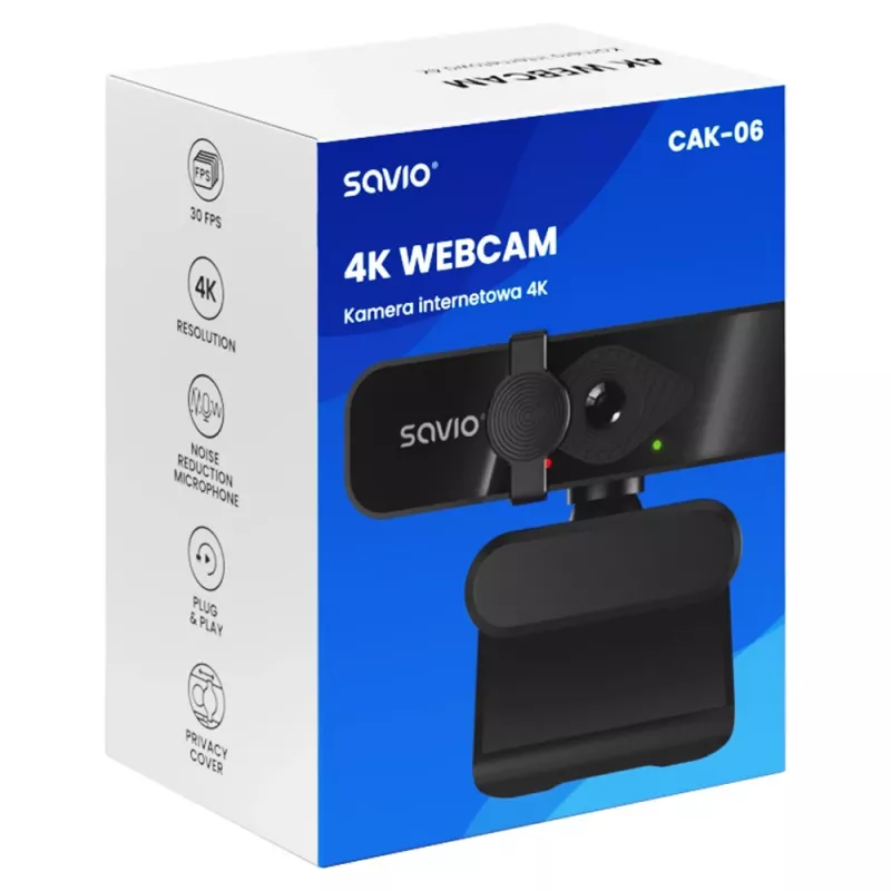 Savio CAK-06 Webcam 3840 x 2160 Pixel USB Schwarz