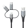 Vention USB 2.0 A Stecker auf 3-in-1 Micro-B&USB-C&Lightning Stecker Kabel 1M Grau Aluminiumlegierung