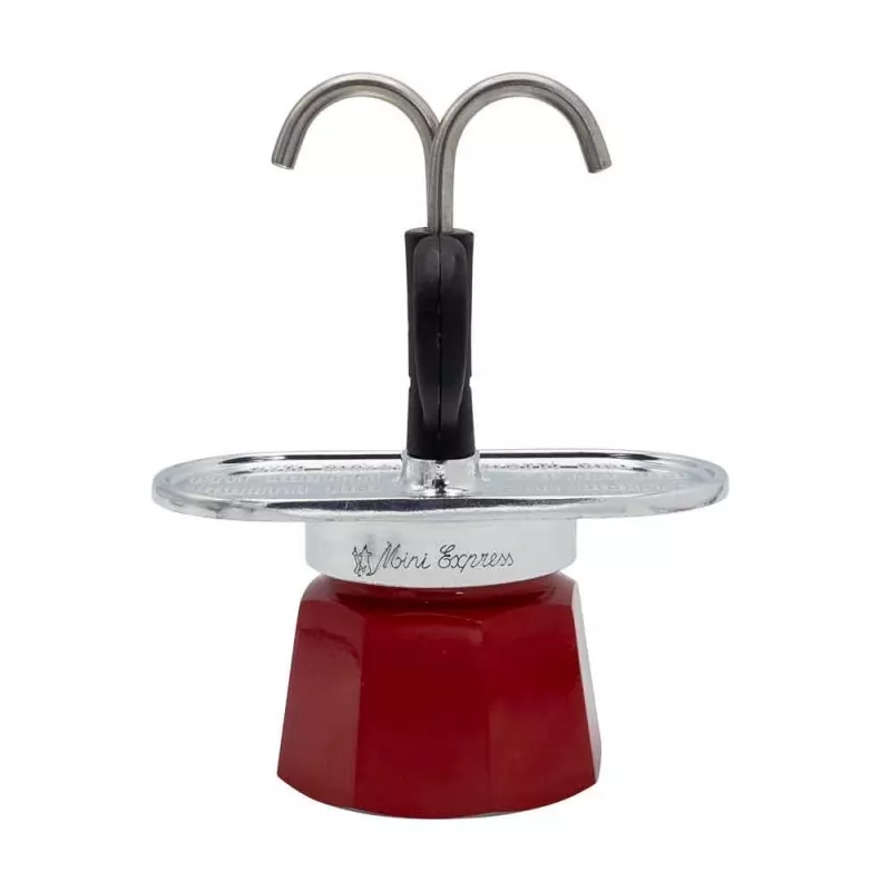 Bialetti Mini Express Magritte Moka-Kanne Rot, Silber