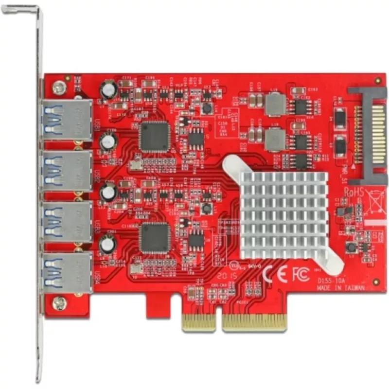 Delock PCI Express x4 Karte auf 4 x externen SuperSpeed USB 10 Gbps (USB 3.2 Gen 2) USB Typ-A Buchse - USB-Adapter - PCIe 3.0 x4 - USB 3.2 Gen 2 x 4 (90481)