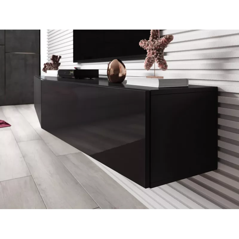 Cama Wohnzimmer-Schrankset VIGO SLANT 6 schwarz/schwarz glänzend