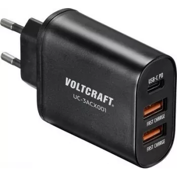 VOLTCRAFT UC-3ACX001 VC-12231145 USB-Ladegerät Steckdosenadapter Ausgangsstrom (max.) 3000 mA 3 x USB, USB-C™ Buchse (Power Delivery) (VC-12231145)