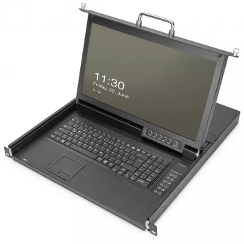 KVM-Konsole Digitus 17 Zoll HD LCD 8-Port VGA Deutsche Tastatur