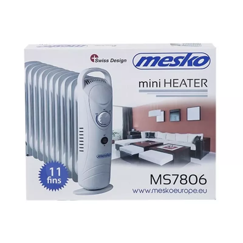 Mesko MS 7806 elektrischer Heizlüfter Ölgefüllter Radiator, Innenbereich, Weiß, 1200 W