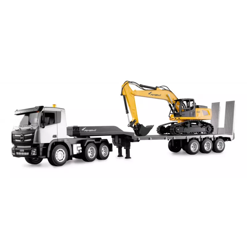 Amewi 2-in-1 Tieflader- und Bagger-Set G836E/G041E 1:24 RTR