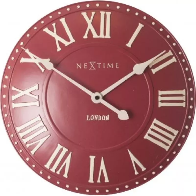 NeXtime klok 3083ro London Roman, Ø34.5 cm, Wanduhr, Rot/Weiß