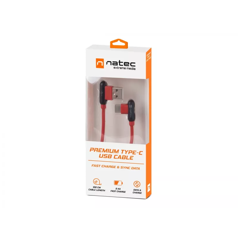 USB-Kabel NATEC NKA-1201 USB 2.0 1 m USB A USB C Schwarz Rot
