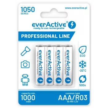 Wiederaufladbarer AAA-NiMH-Akkupack everActive EVHRL03-1050 1,2 V — 4 Stück, 1050 mAh
