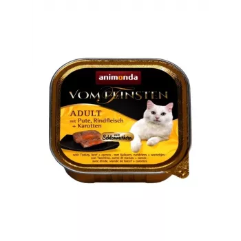 ANIMONDA Vom Feinsten Adult Truthahn, Rind und Karotten - Nassfutter für Katzen - 100g