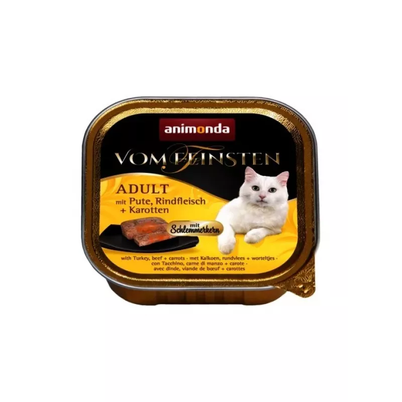 ANIMONDA Vom Feinsten Adult Truthahn, Rind und Karotten - Nassfutter für Katzen - 100g