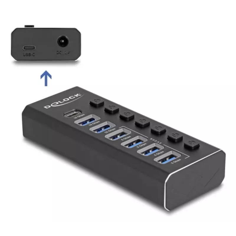 DeLOCK 64326 Interface Hub USB 3.2 Gen 2 (3.1 Gen 2) Type-C 10000 Mbit/s Schwarz