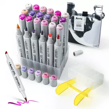 Doppelseitige Marker Pens Arrtx LC302505 — 24 Farben, Set in Violetttönen