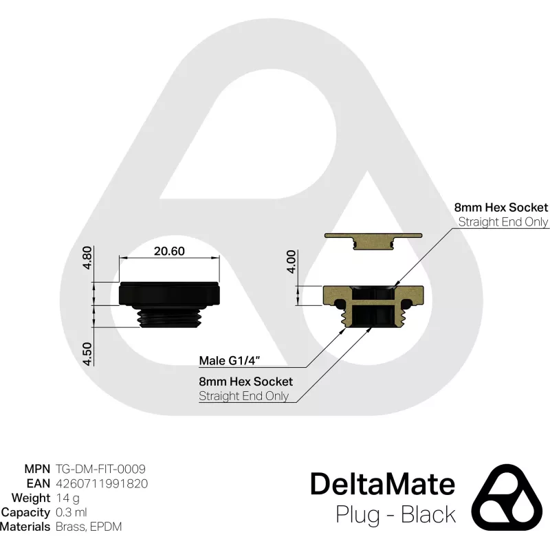 Thermal Grizzly DeltaMate Plug schwarz (TG-DM-FIT-0009)