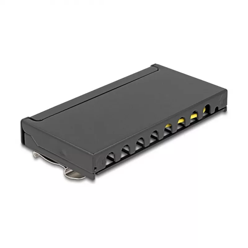 Patchpanel DELOCK Mini Desktop RJ45 8-Port Cat.6A geschirmt schwarz für Tisch, Wand oder Hutschiene