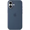 Silikon Hülle Apple iPhone 16 MagSafe Denim Hülle Blau 6.1 Zoll