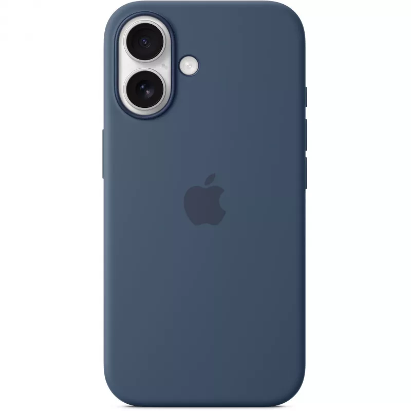 Silikon Hülle Apple iPhone 16 MagSafe Denim Hülle Blau 6.1 Zoll