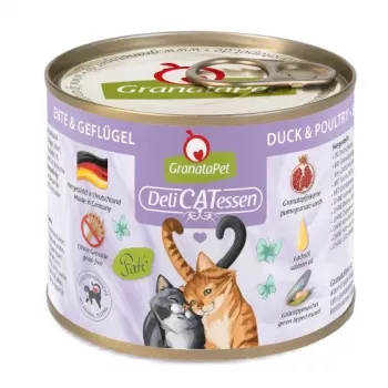 Nassfutter für Katzen Fox4Pets DeliCATessen Ente und Geflügel 200 g, Alleinfuttermittel für ausgewachsene Katzen, 80% Feuchtigkeit