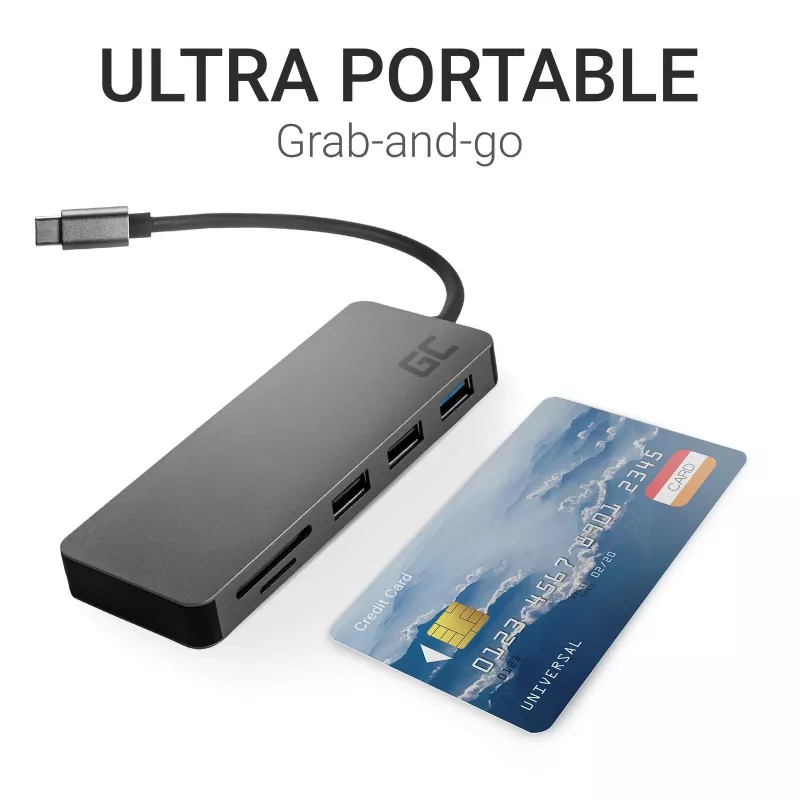 Green Cell AK50 - USB 3.2 Gen 1 (3.1 Gen 1) Type-C - USB 2.0 - USB 3.2 Gen 1 (3.1 Gen 1) Type-A - USB 3.2 Gen 1 (3.1 Gen 1) Type-C - MicroSD (TransFlash) - SD - Silber - Apple MacB
