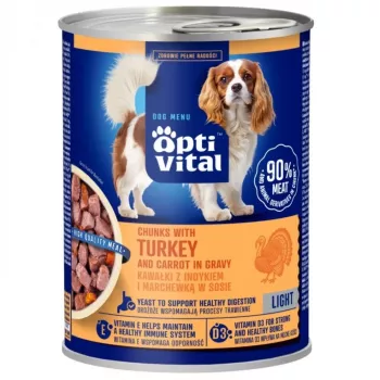 OptiVital Dose - saftige adulte Hundefutterstücke mit Truthahn in Sauce 415g