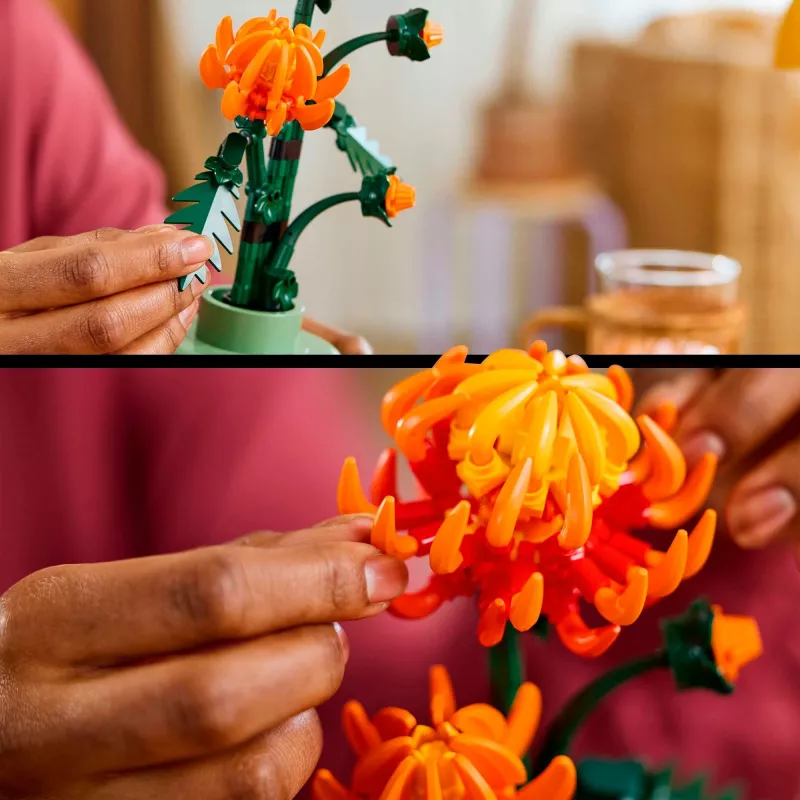 LEGO Icons Chrysanthemen-Blumen-Bauset Kreatives Modellbauset für Erwachsene zum Bauen einer künstlichen Pflanze Geschenk für Frauen Männer Sie oder Ihn Zuhause Büro Dekoration
