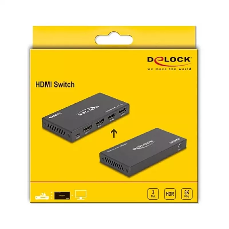 DeLOCK HDMI-Switch 3 x HDMI In auf 1 x HDMI Out 8K 60 Hz