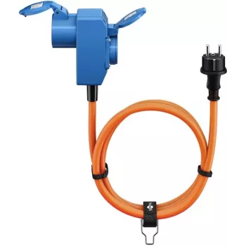 Goobay Camping Adapterkabel 1,5 m orange CEE-Stecker auf Schutzkontaktkupplung IP44